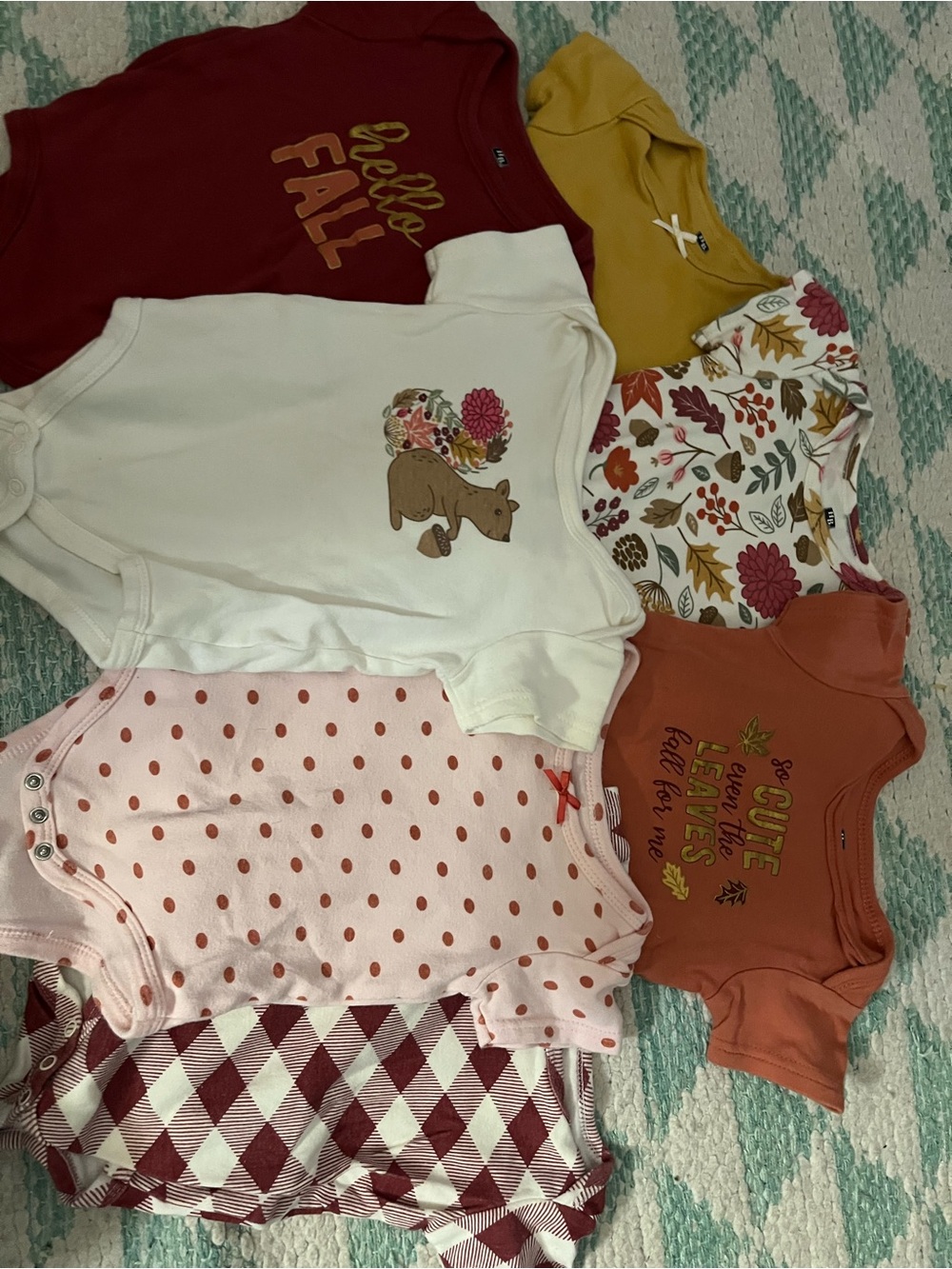 Cozy Fall Baby Bodysuit Set in White, Rust, Mustard, Pink & Burgundy